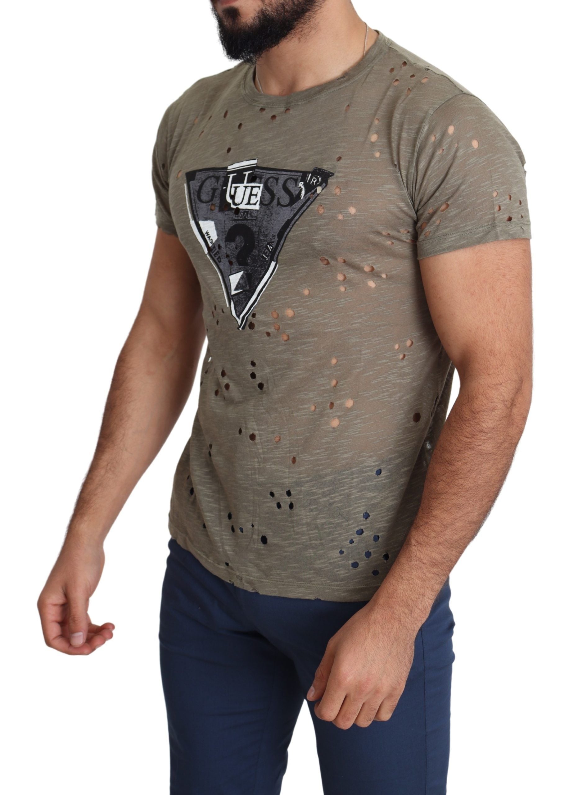 Guess – Schickes T-Shirt aus brauner Baumwolle mit Stretch