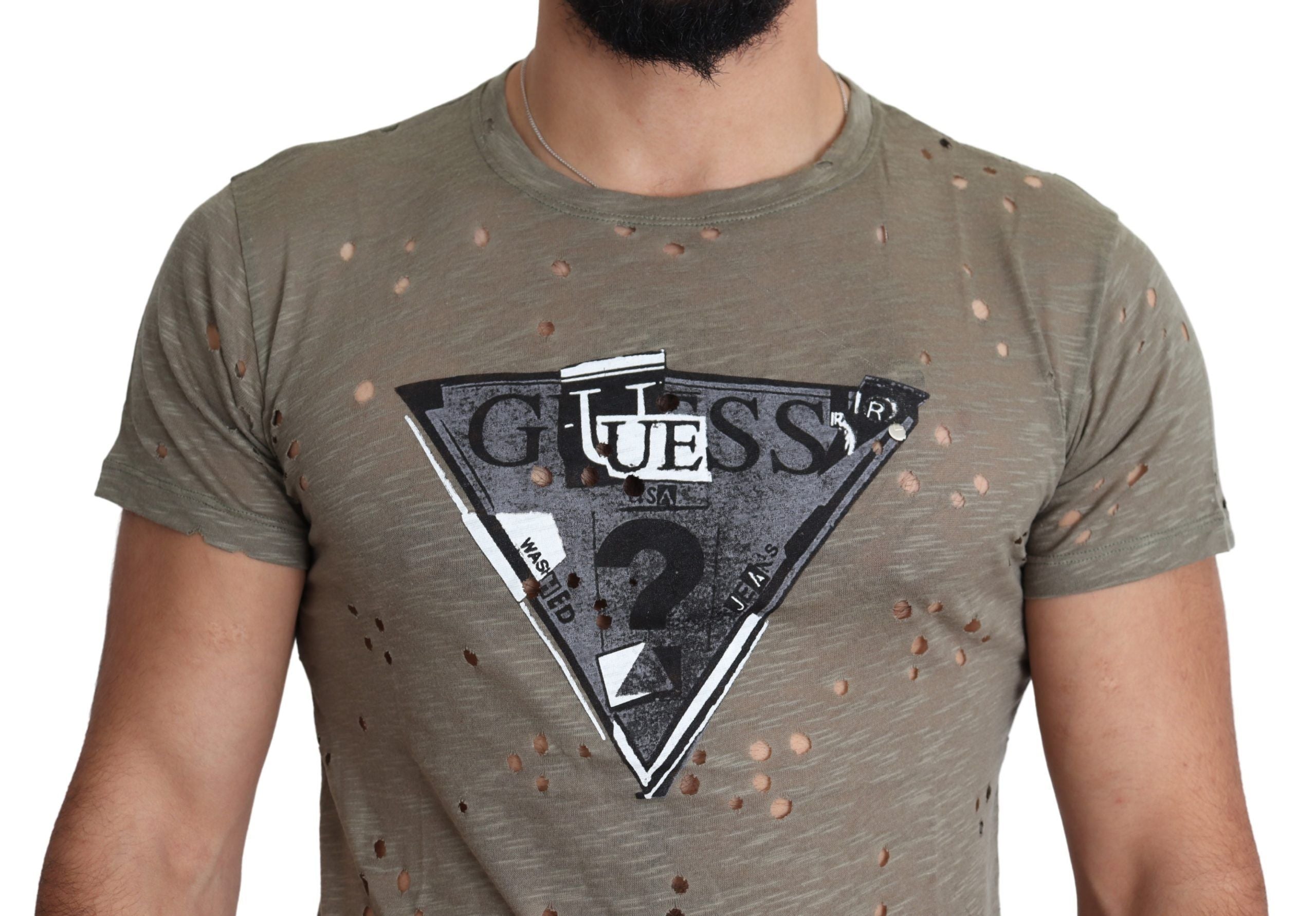 Guess – Schickes T-Shirt aus brauner Baumwolle mit Stretch