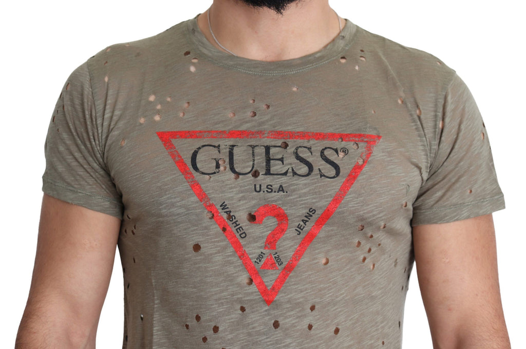 Guess – Schickes T-Shirt aus brauner Stretch-Baumwolle