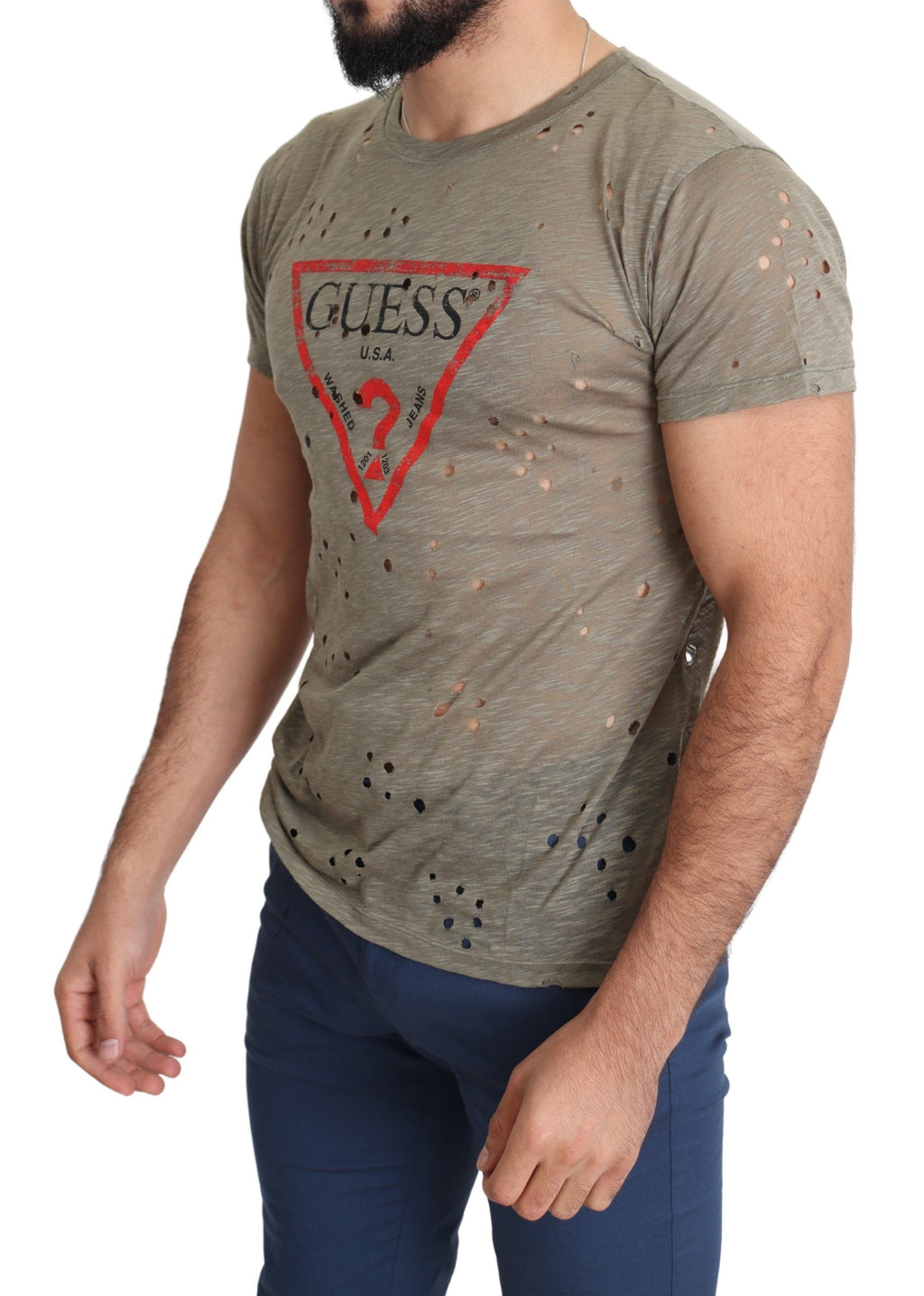 Guess – Schickes T-Shirt aus brauner Stretch-Baumwolle