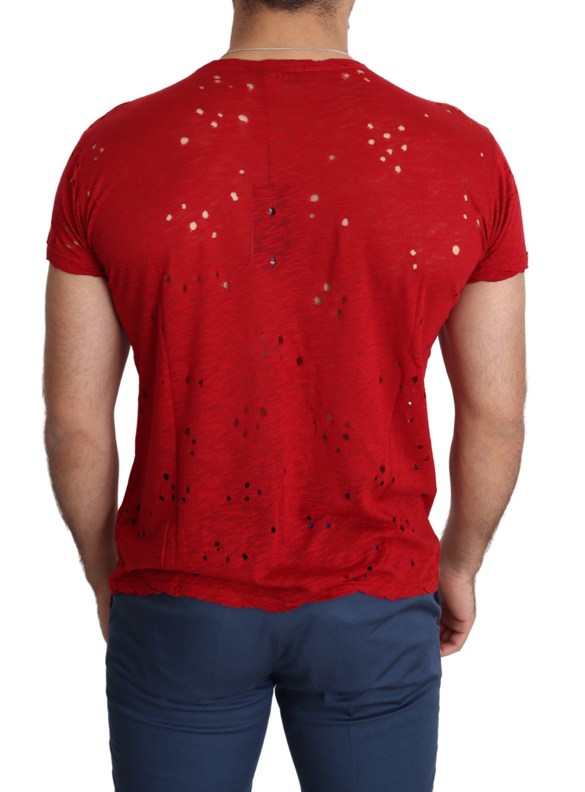 Guess – Strahlend rotes Baumwoll-Stretch-T-Shirt