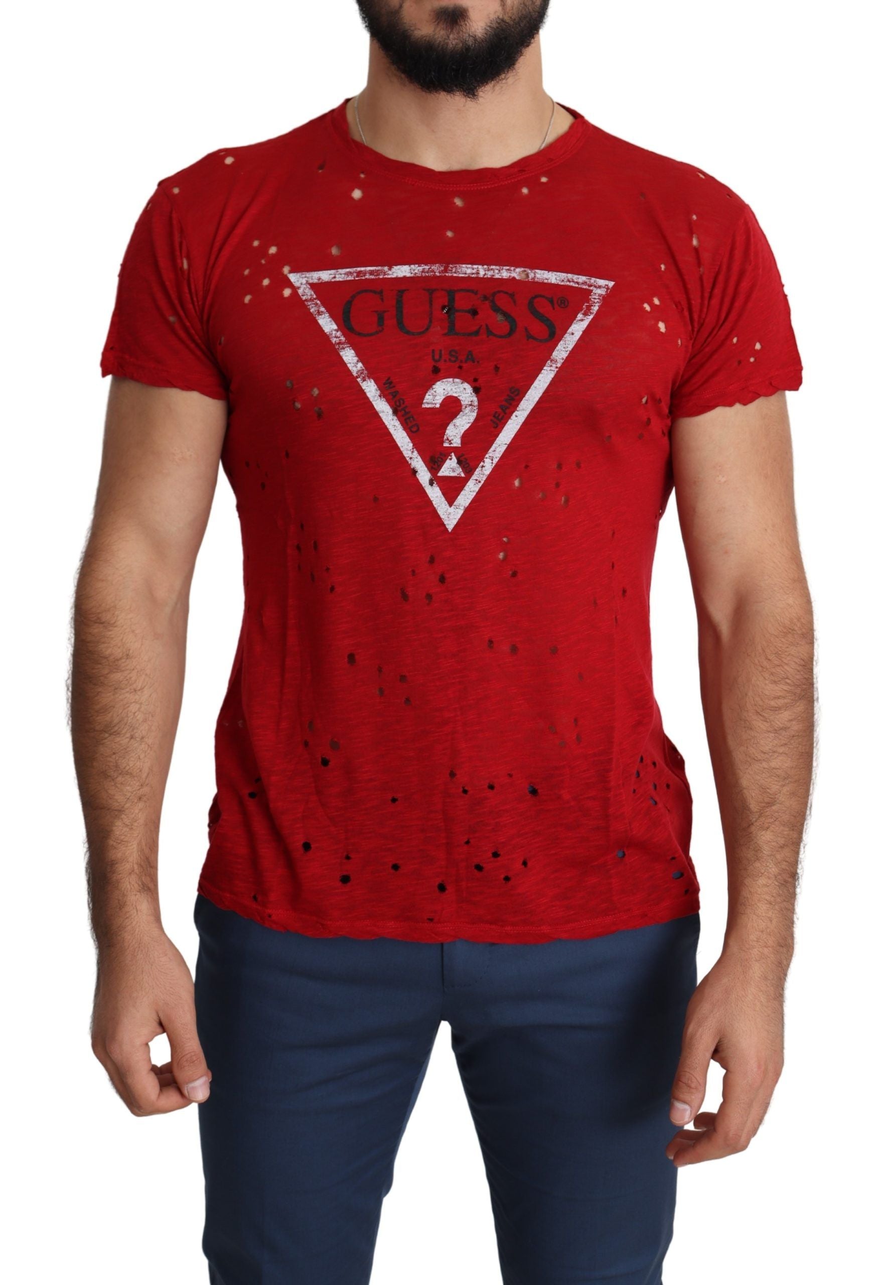 Guess Strahlend rotes Baumwoll-T-Shirt, perfekt für den Alltagsstil