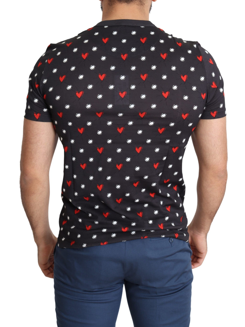 Dolce &amp; Gabbana Schickes graues Baumwoll-T-Shirt mit Herz-Prints
