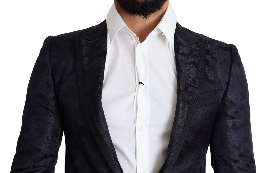 Dolce &amp; Gabbana – Eleganter Martini-Blazer aus Seidenmischung in Blau