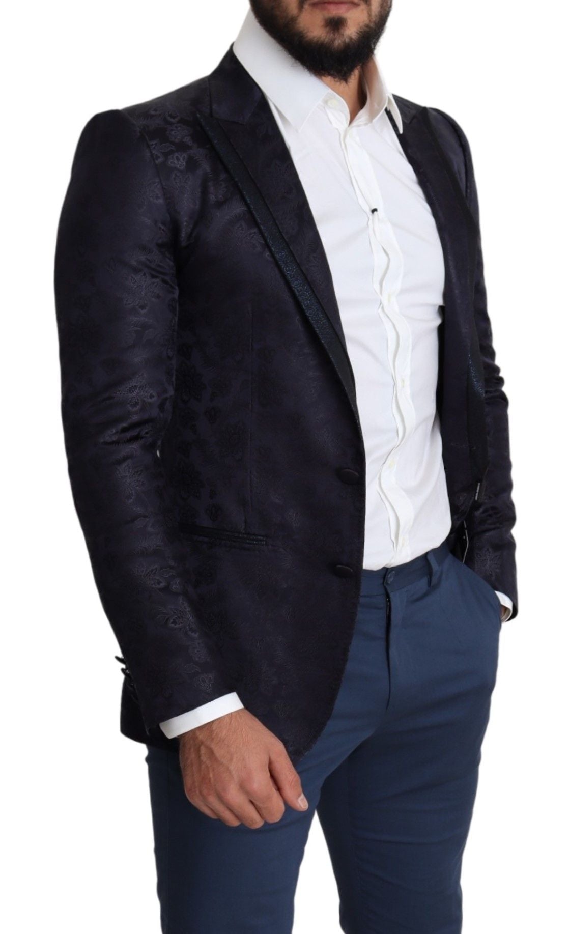 Dolce &amp; Gabbana – Eleganter Martini-Blazer aus Seidenmischung in Blau