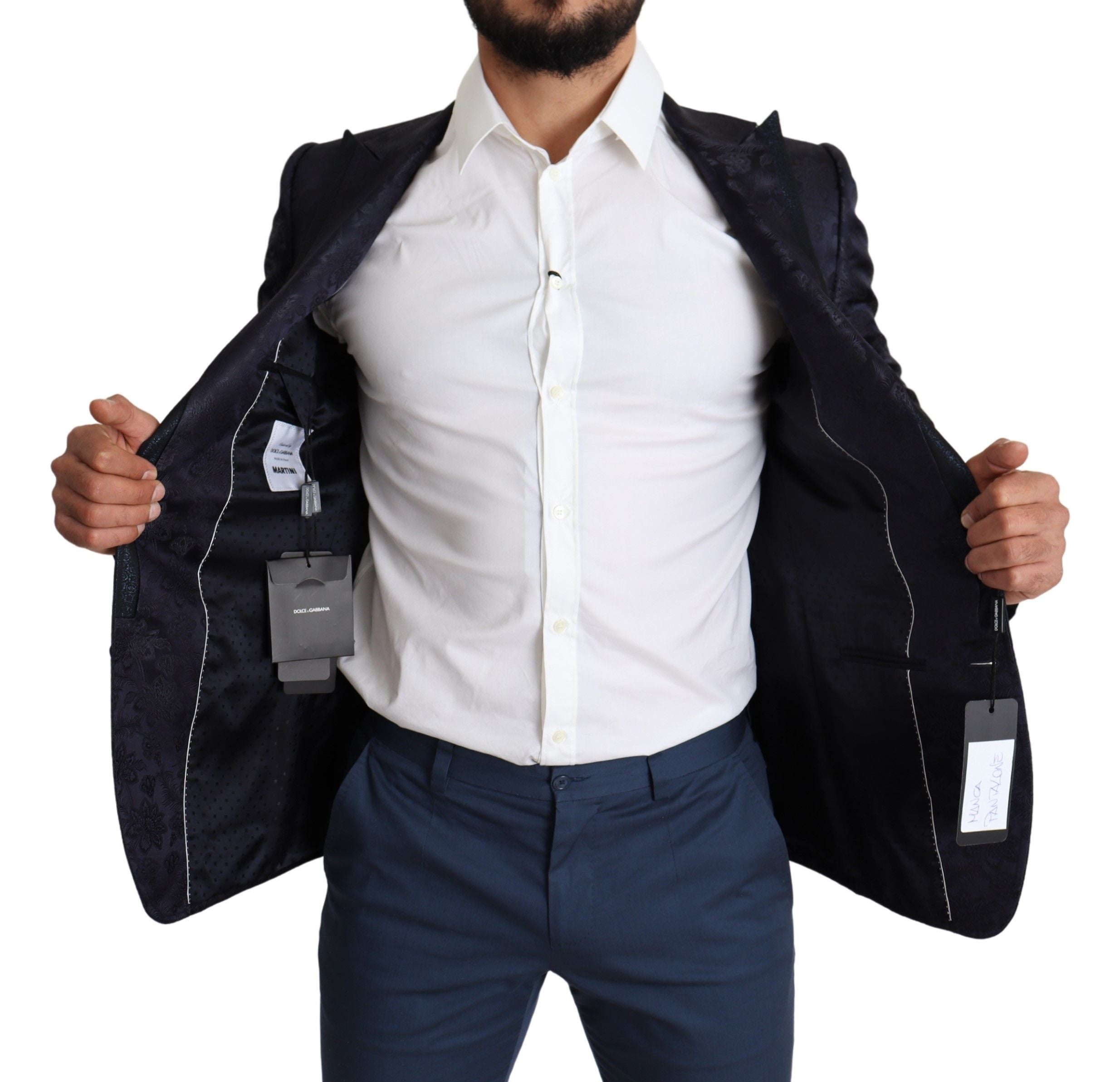 Dolce &amp; Gabbana – Eleganter Martini-Blazer aus Seidenmischung in Blau