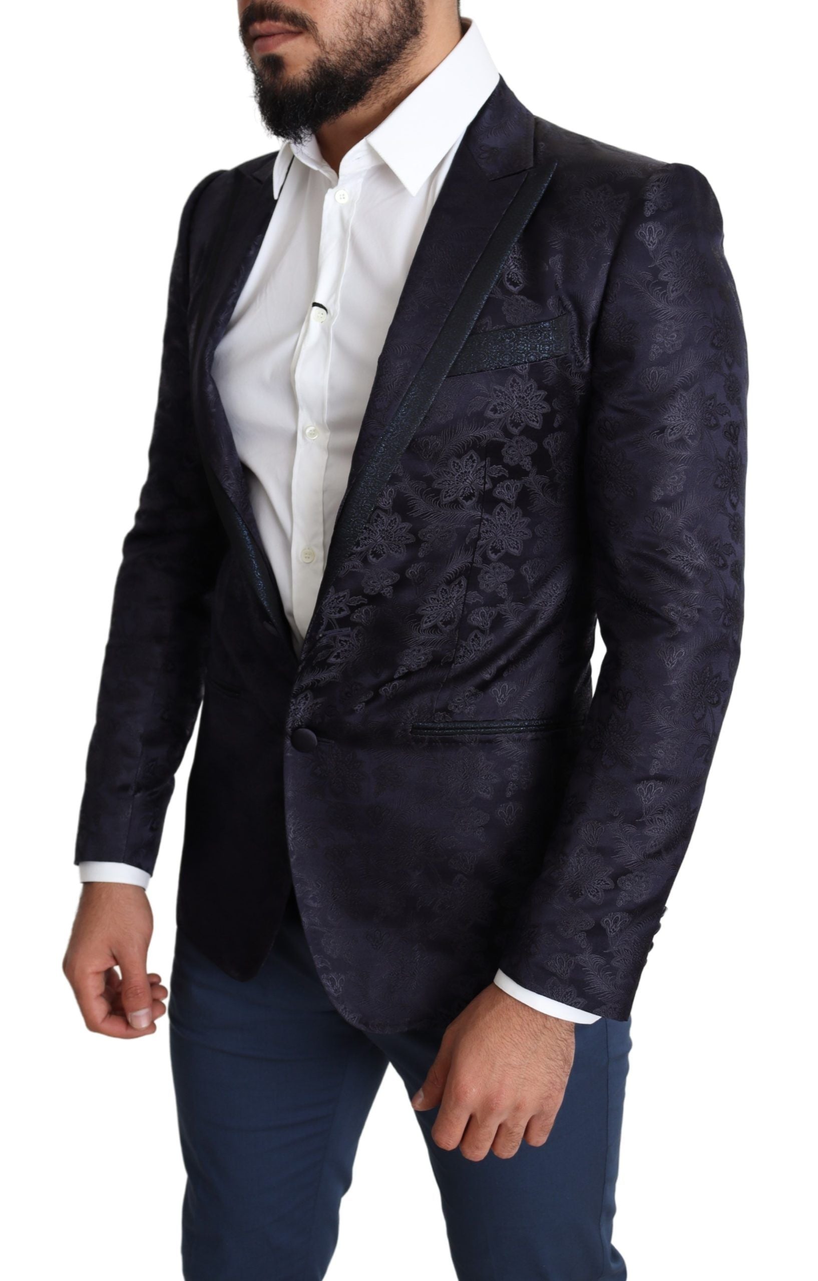 Dolce &amp; Gabbana – Eleganter Martini-Blazer aus Seidenmischung in Blau
