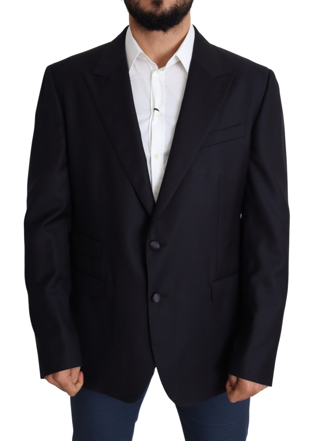 Dolce &amp; Gabbana Eleganter schwarzer Herrenblazer aus Schurwolle