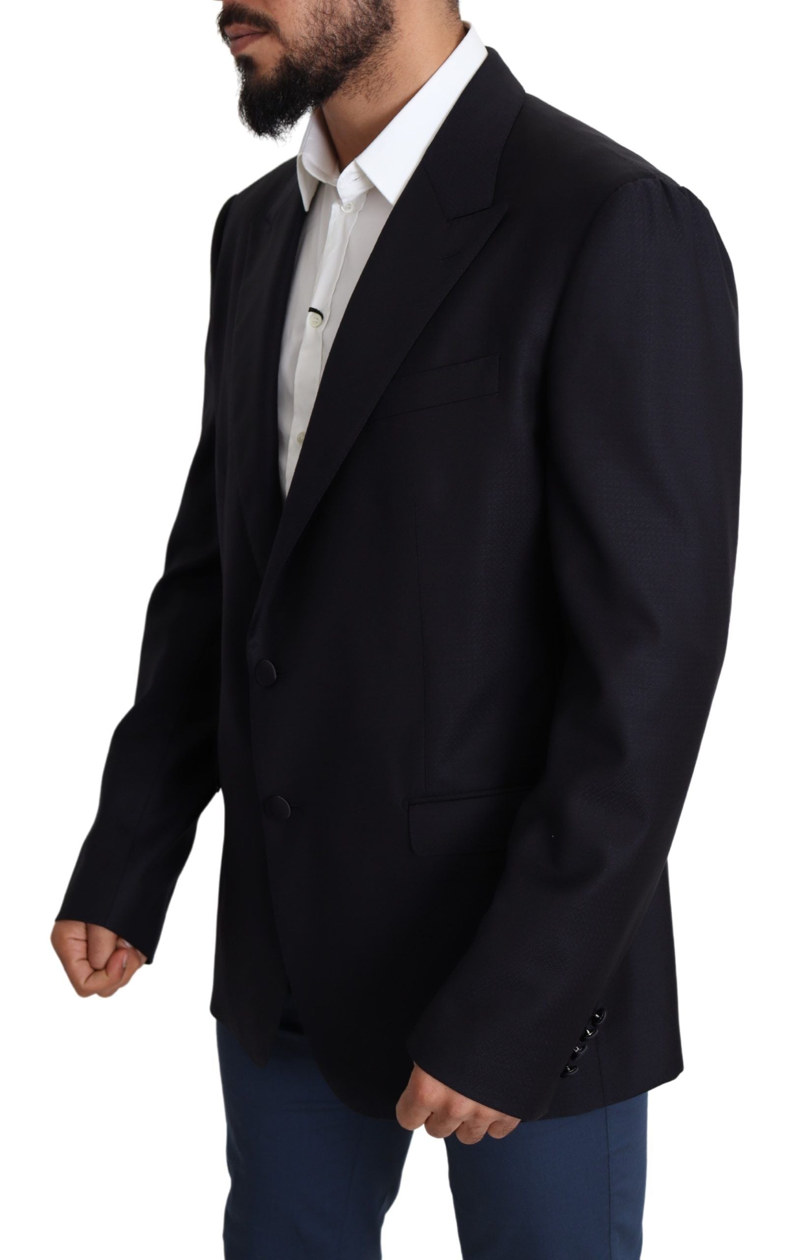 Dolce &amp; Gabbana Eleganter schwarzer Herrenblazer aus Schurwolle