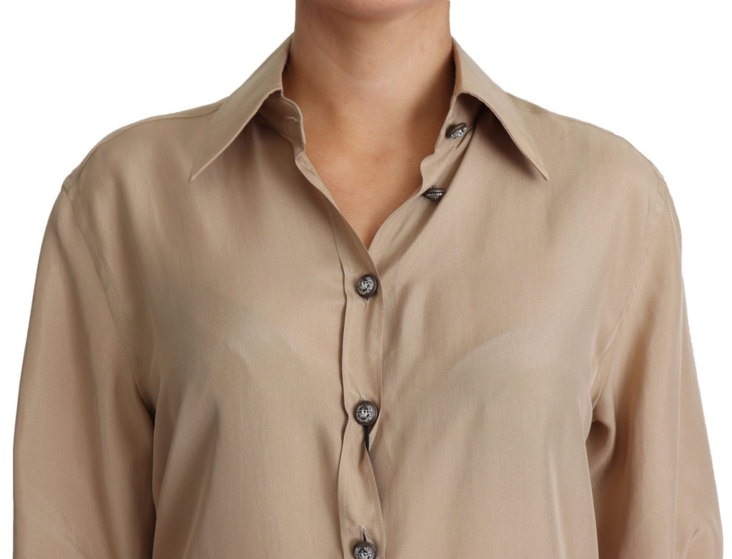 Dolce &amp; Gabbana Elegantes beiges Seidenhemd