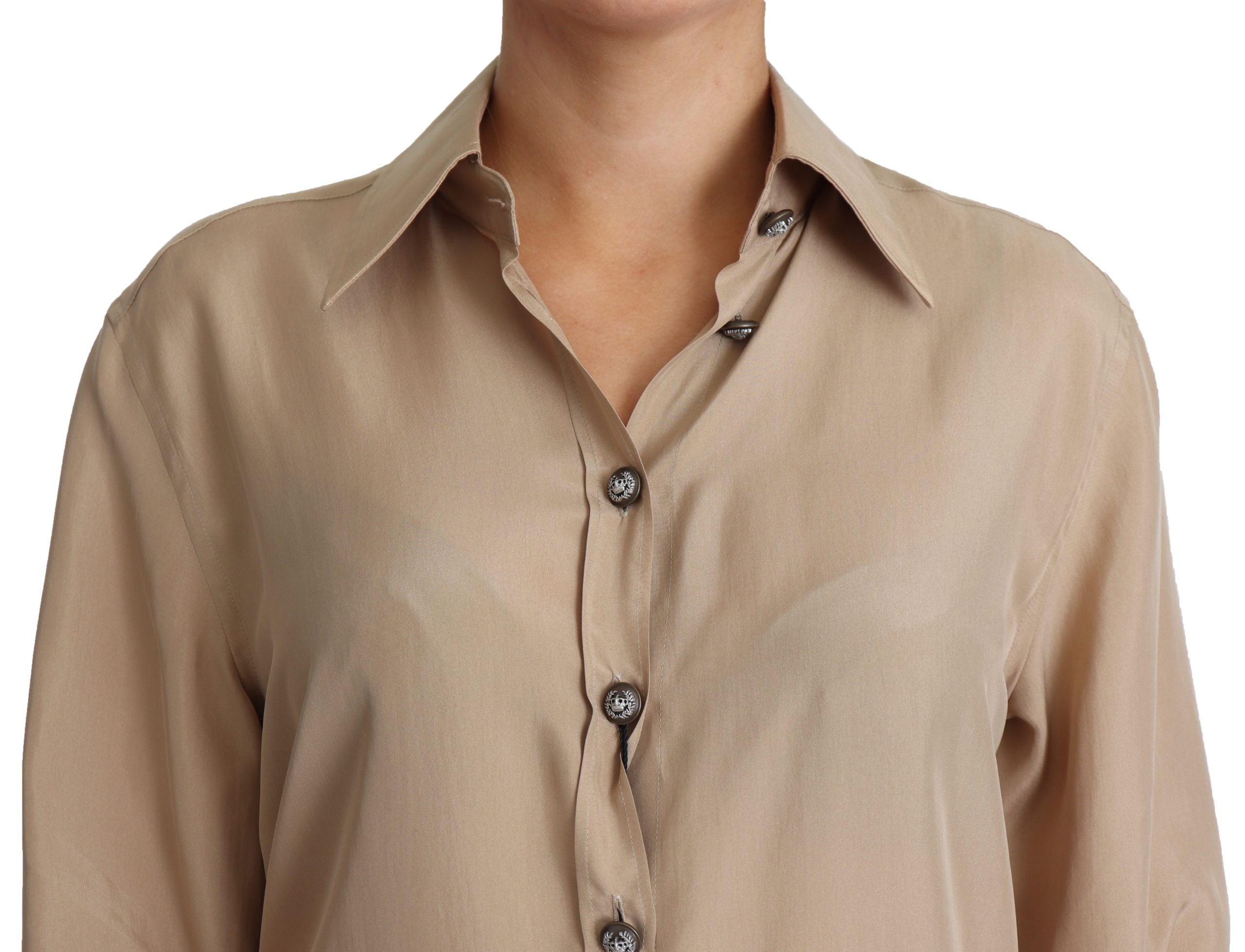Dolce &amp; Gabbana Elegantes beiges Seidenhemd