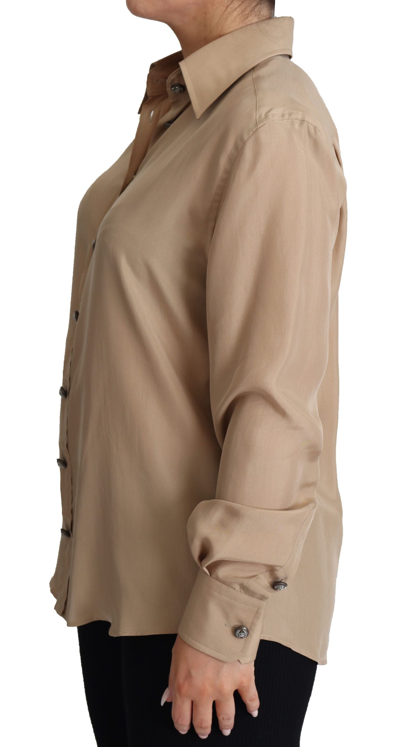 Dolce &amp; Gabbana Elegantes beiges Seidenhemd