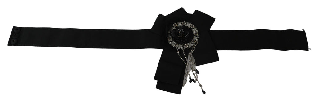 Dolce &amp; Gabbana Eleganter schwarzer Taillengürtel mit Kristallen