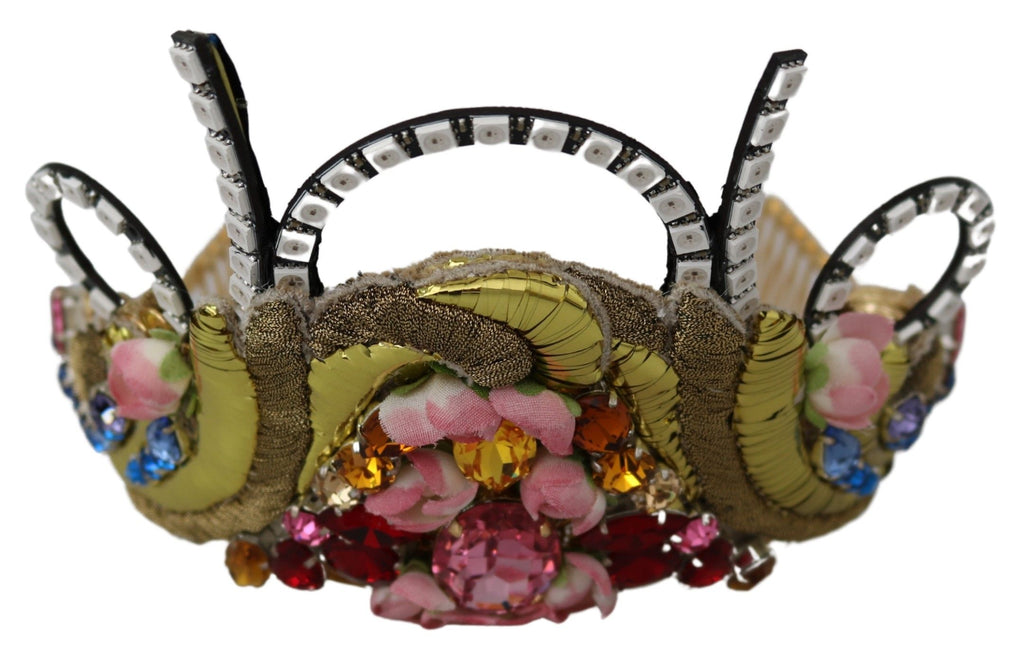 Dolce &amp; Gabbana – Atemberaubendes Diadem-Tiara mit Kristallen – Goldfarben