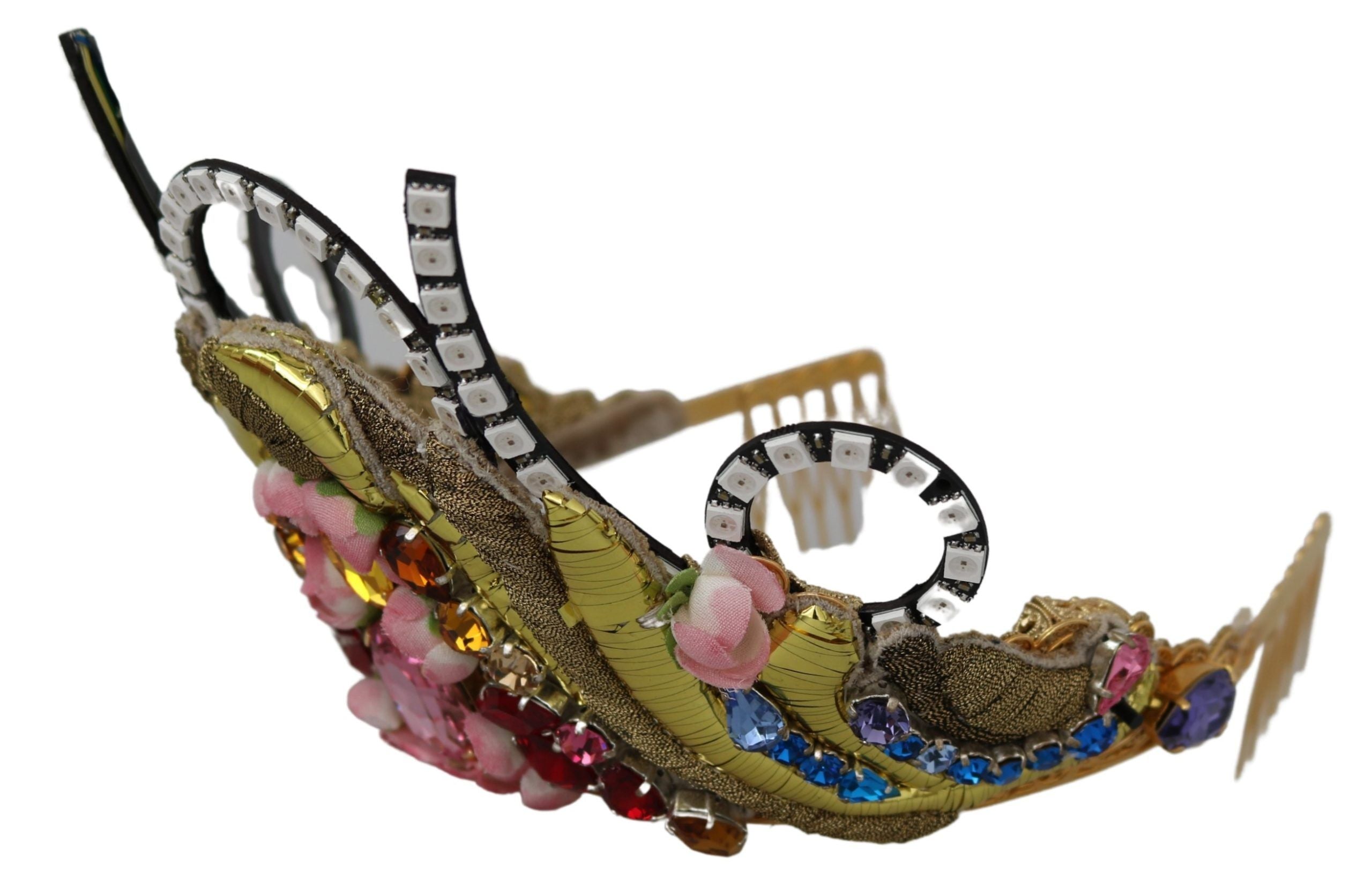 Dolce &amp; Gabbana – Atemberaubendes Diadem-Tiara mit Kristallen – Goldfarben