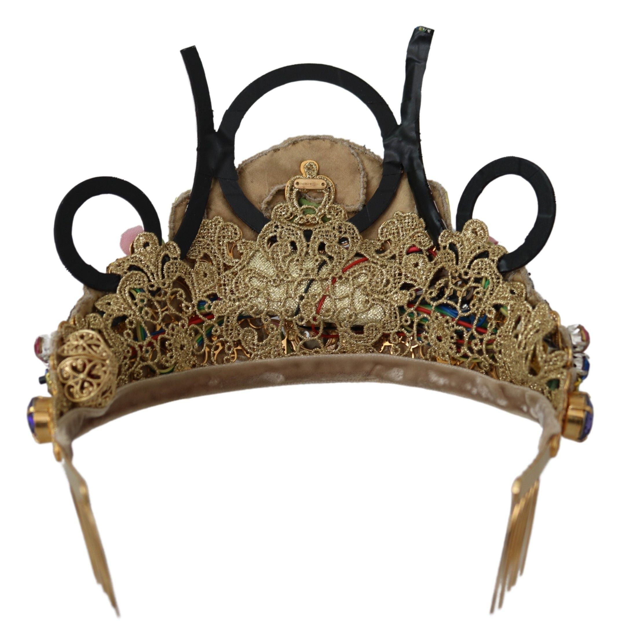 Dolce &amp; Gabbana – Atemberaubendes Diadem-Tiara mit Kristallen – Goldfarben