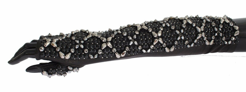 Dolce &amp; Gabbana Elegante Lederhandschuhe mit Kristallperlen