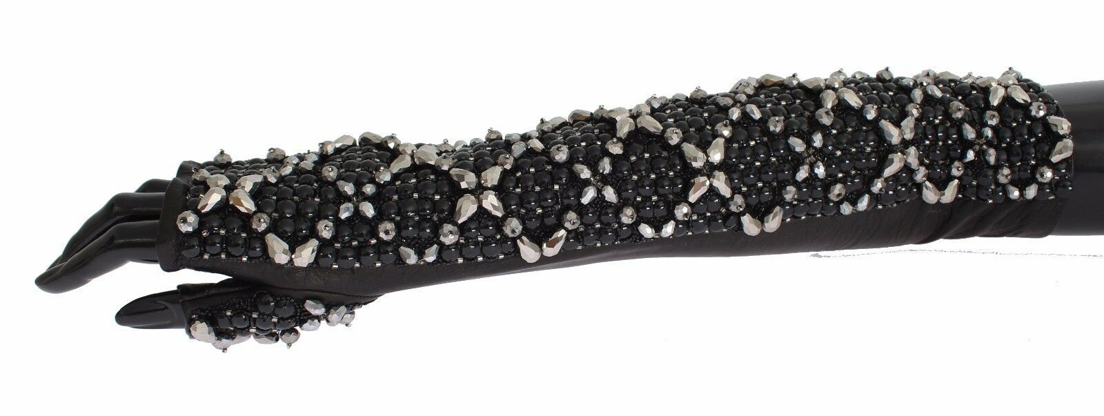 Dolce &amp; Gabbana Elegante Lederhandschuhe mit Kristallperlen