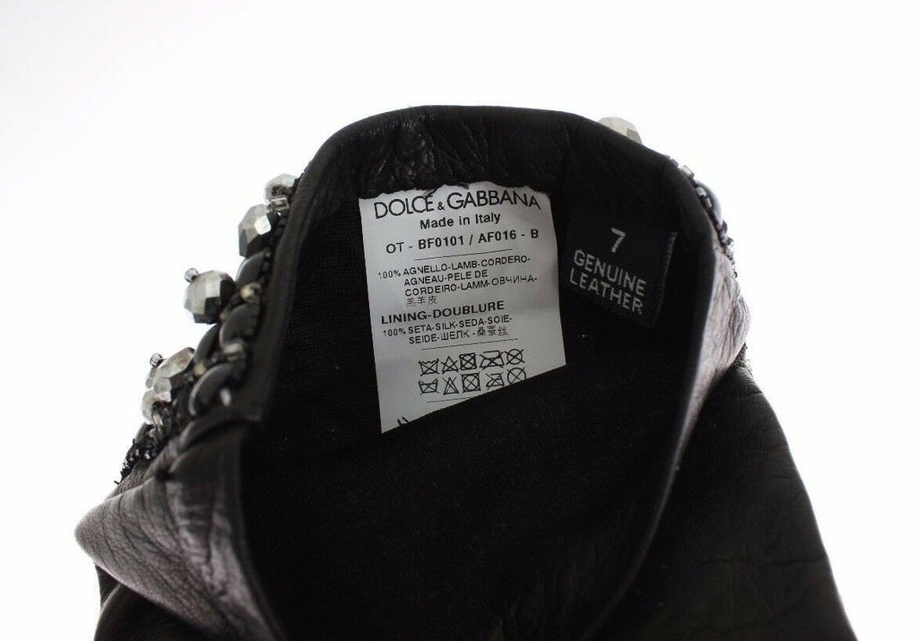 Dolce &amp; Gabbana Elegante Lederhandschuhe mit Kristallperlen