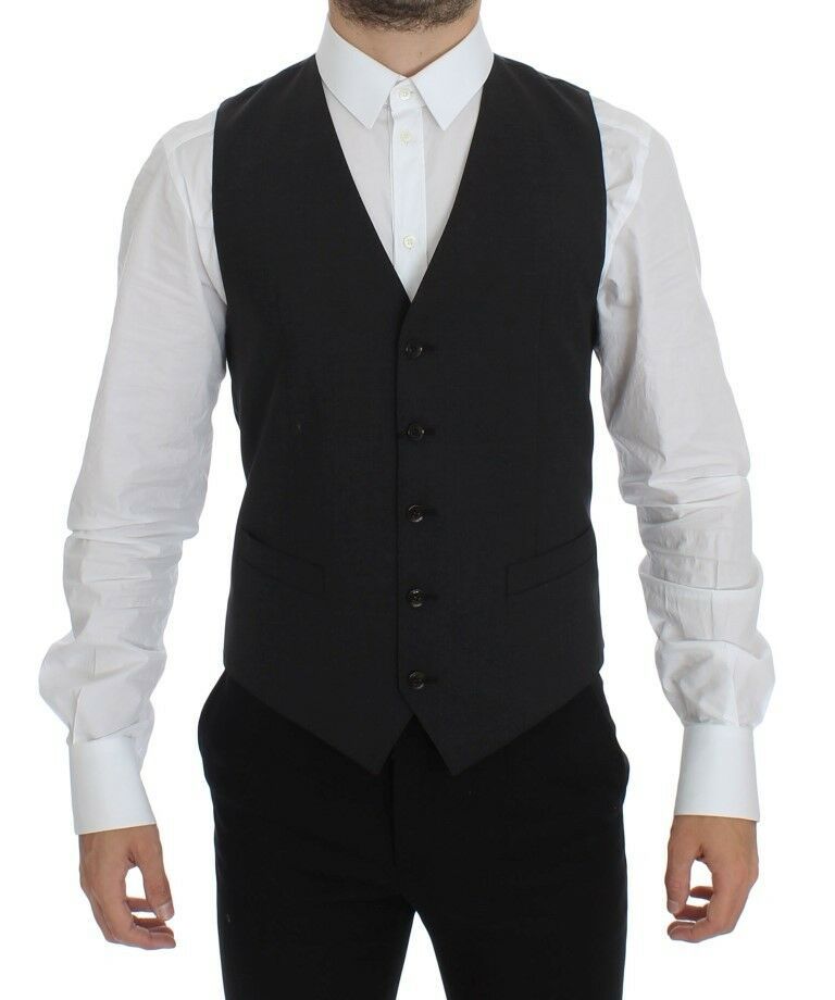 Dolce &amp; Gabbana Elegante Weste aus grauer Wollmischung