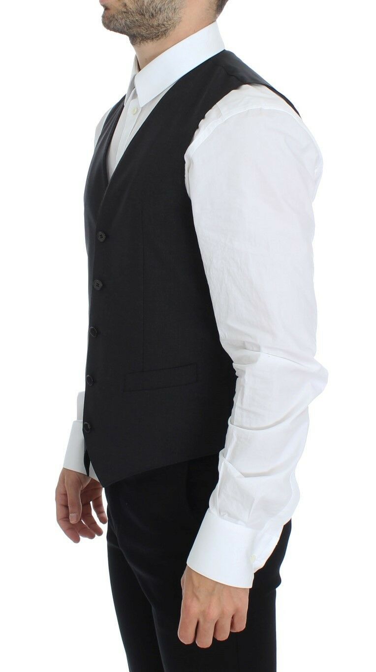 Dolce &amp; Gabbana Elegante Weste aus grauer Wollmischung