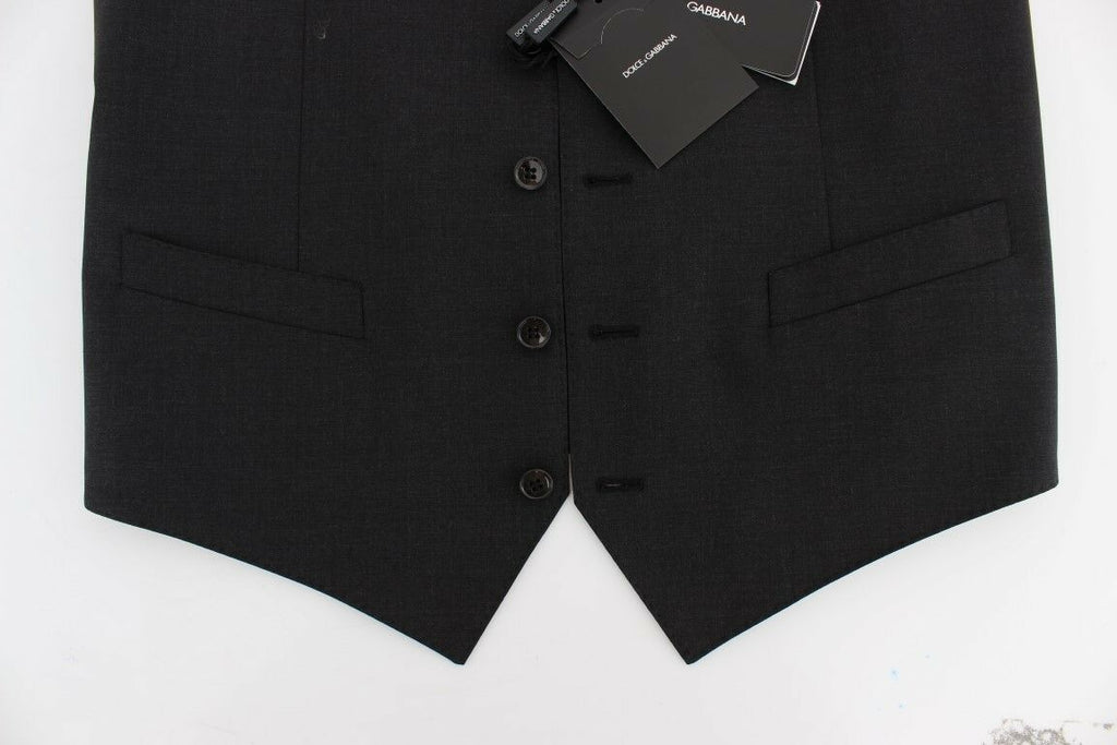 Dolce &amp; Gabbana Elegante Weste aus grauer Wollmischung