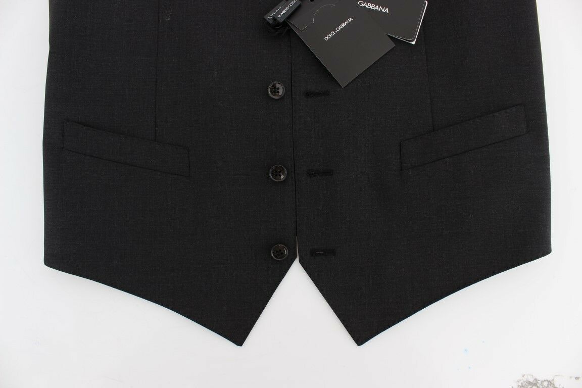 Dolce &amp; Gabbana Elegante Weste aus grauer Wollmischung