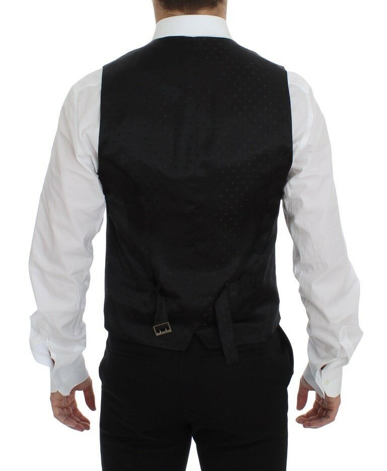 Dolce &amp; Gabbana Elegante Weste aus braun-schwarzer Wollmischung