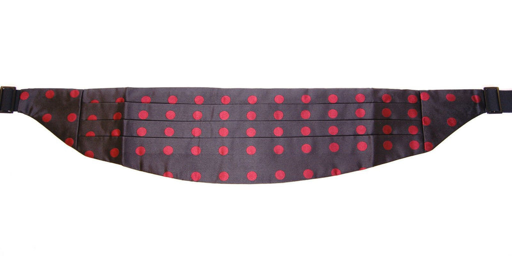Dolce &amp; Gabbana Exquisiter schwarzer Seidenkummerbund mit roten Punkten