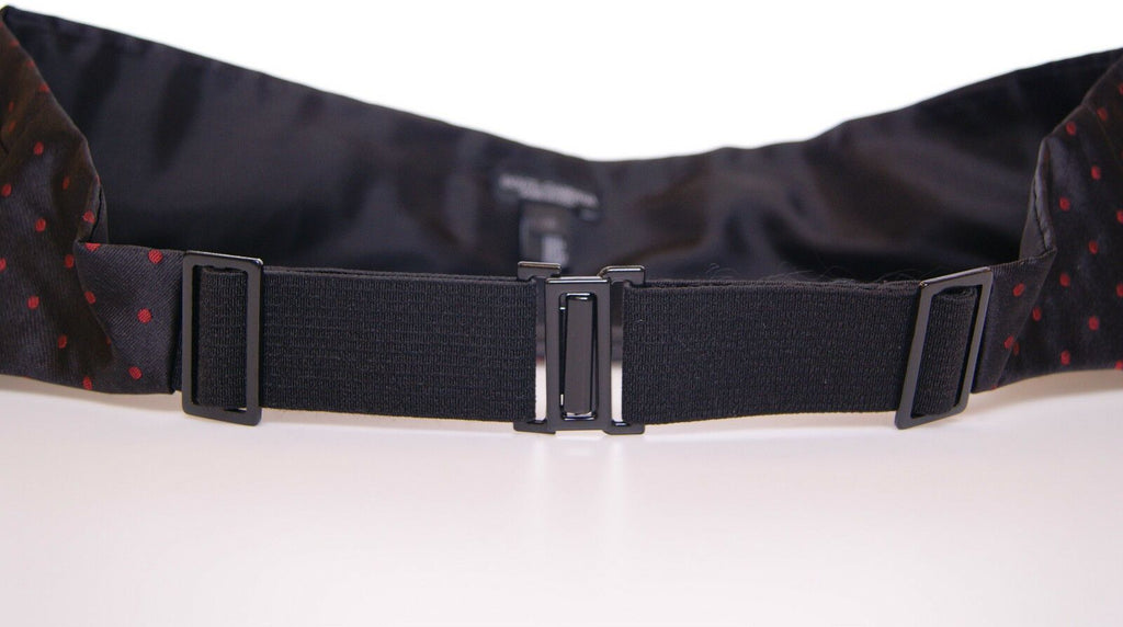 Dolce &amp; Gabbana Eleganter schwarzer Kummerbund aus Seide mit roten Punkten
