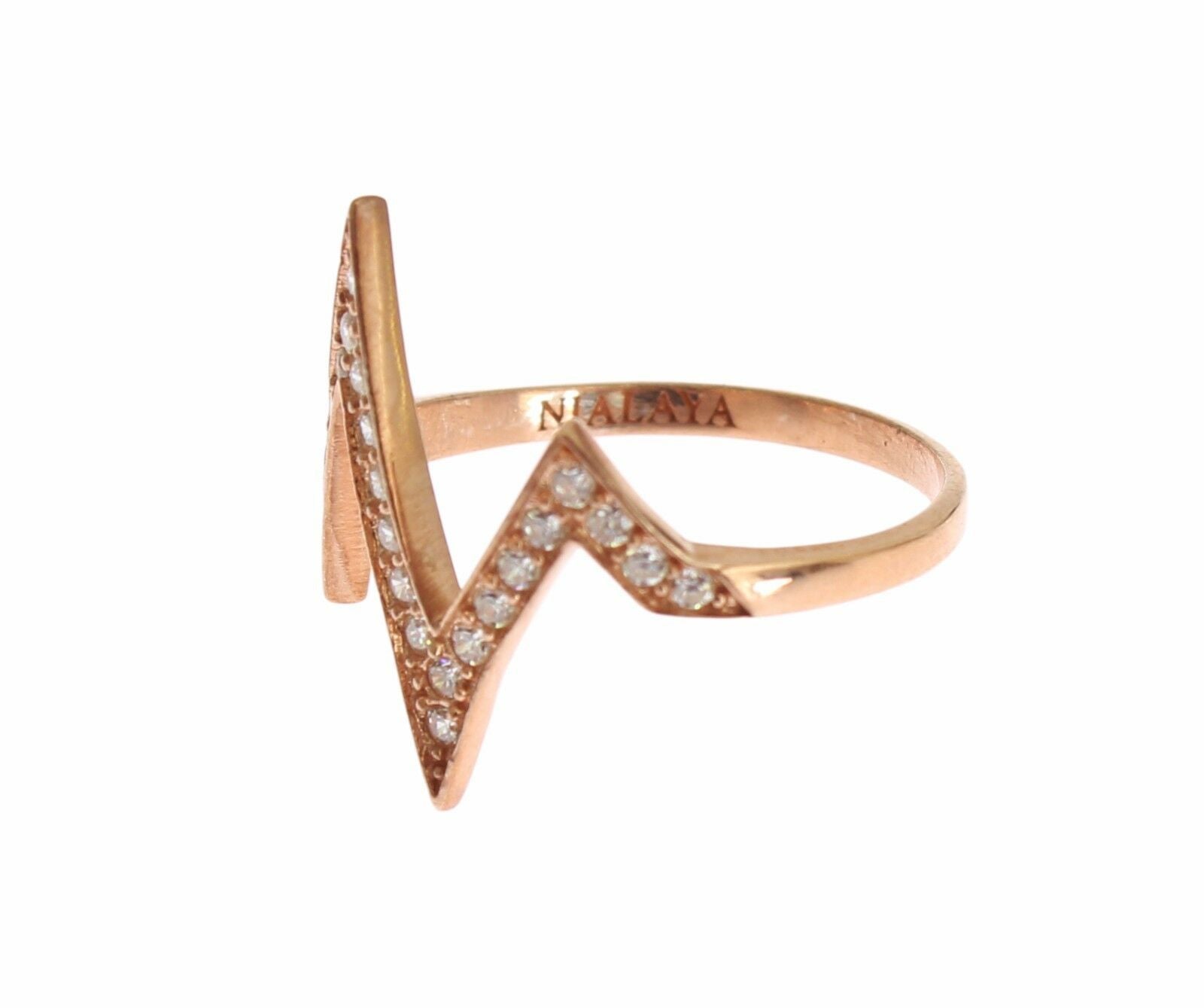 Nialaya Eleganter Silberring mit rosa Kristallen