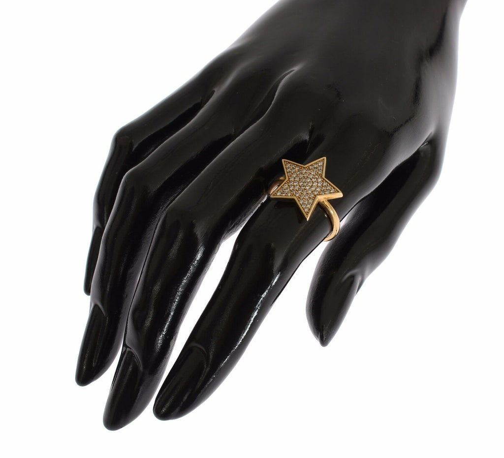 Nialaya Eleganter vergoldeter Sterlingsilberring mit CZ-Kristallen