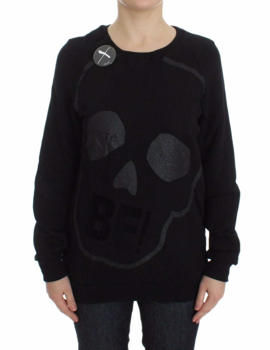 Exte Chic Rundhalspullover aus Baumwolle mit Totenkopfmotiv