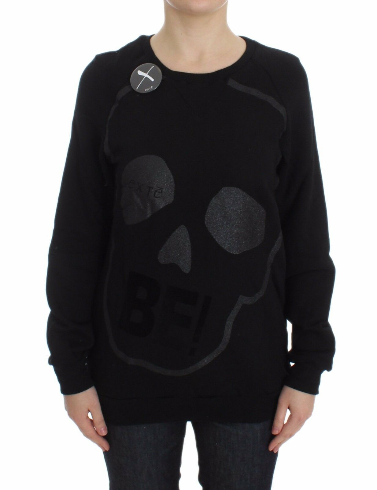 Exte Chic Rundhalspullover aus Baumwolle mit Totenkopfmotiv