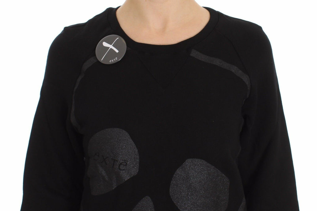 Exte Chic Rundhalspullover aus Baumwolle mit Totenkopfmotiv