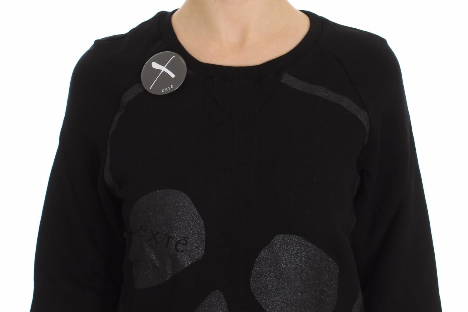Exte Chic Rundhalspullover aus Baumwolle mit Totenkopfmotiv