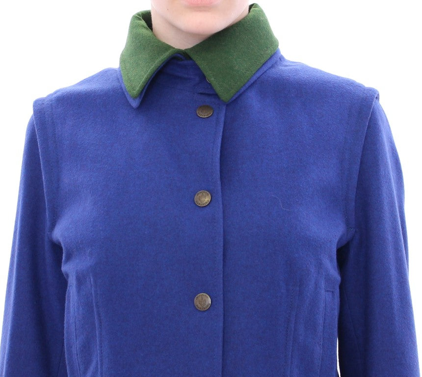 Andrea Incontri Elegante blaue Wolljacke mit abnehmbarem Kragen