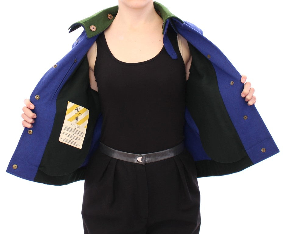 Andrea Incontri Elegante blaue Wolljacke mit abnehmbarem Kragen
