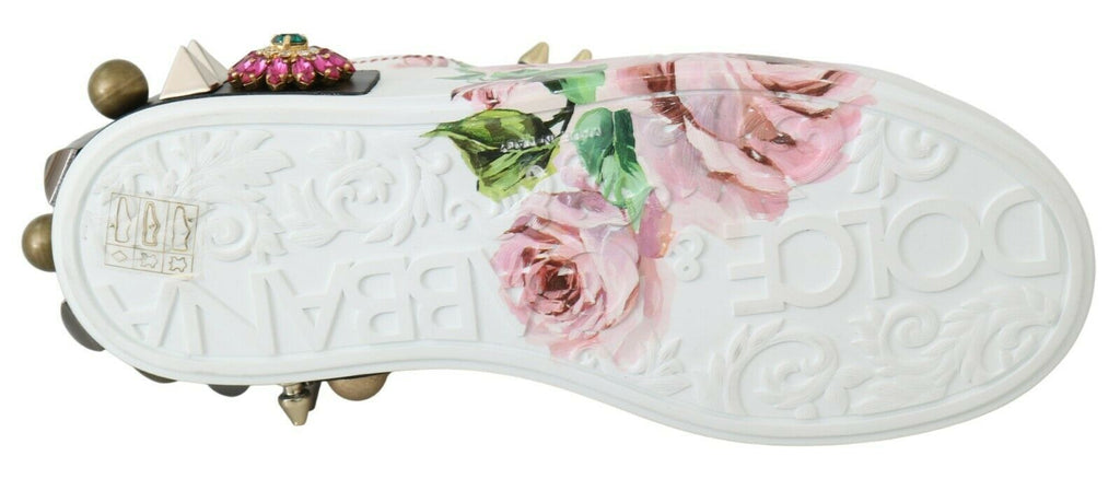 Dolce &amp; Gabbana – Sneakers aus Leder mit Blumen- und Kristallverzierung