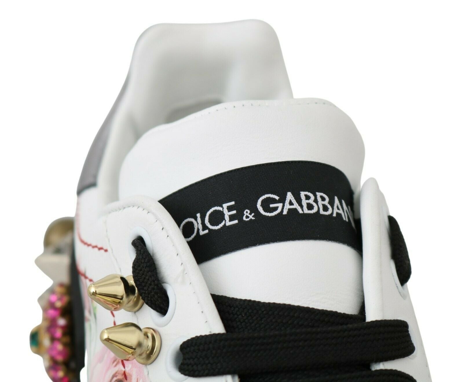Dolce &amp; Gabbana – Sneakers aus Leder mit Blumen- und Kristallverzierung