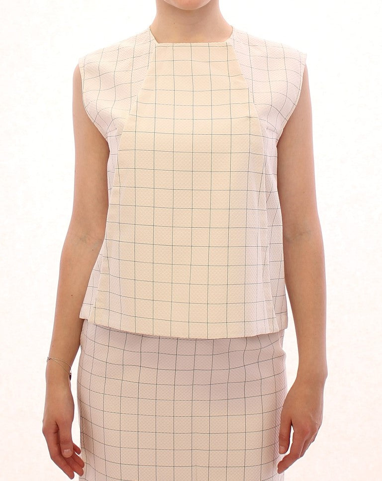 Andrea Incontri Schickes weißes ärmelloses Baumwoll-Shirt-Top