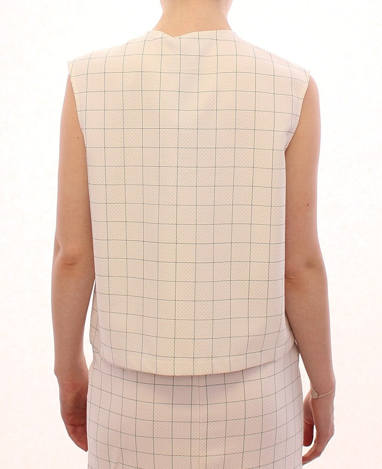 Andrea Incontri Schickes weißes ärmelloses Baumwoll-Shirt-Top