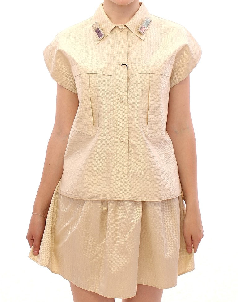 Andrea Incontri Elegantes beiges Blusen-Tanktop