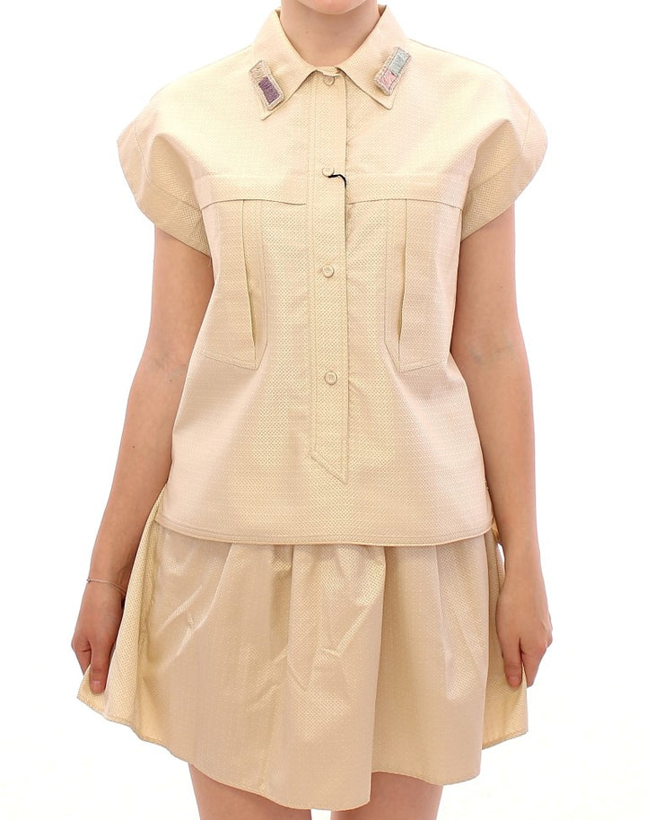 Andrea Incontri Elegantes beiges Blusen-Tanktop