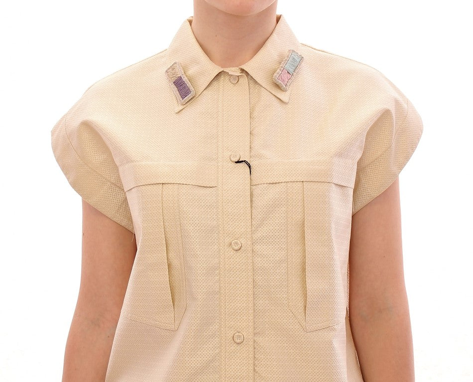 Andrea Incontri Elegantes beiges Blusen-Tanktop