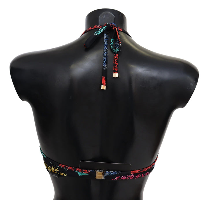 Dolce &amp; Gabbana – Schickes Bikinioberteil mit schwarzem Korallendruck