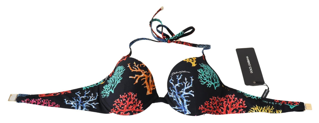 Dolce &amp; Gabbana – Schickes Bikinioberteil mit schwarzem Korallendruck