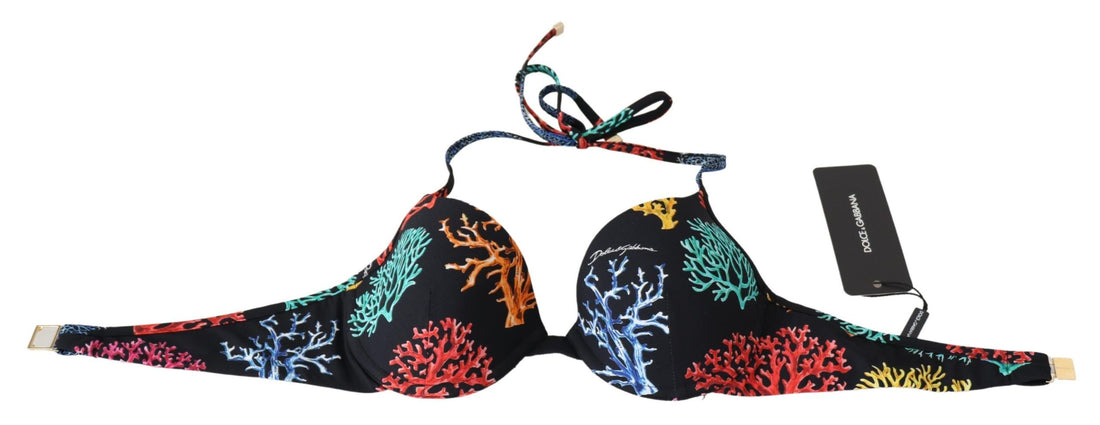 Dolce &amp; Gabbana – Schickes Bikinioberteil mit schwarzem Korallendruck