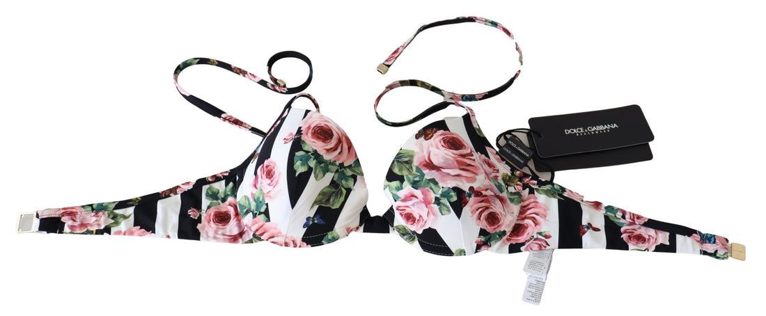 Dolce &amp; Gabbana Schickes Bikinioberteil mit Rosenprint für elegante Strandtage