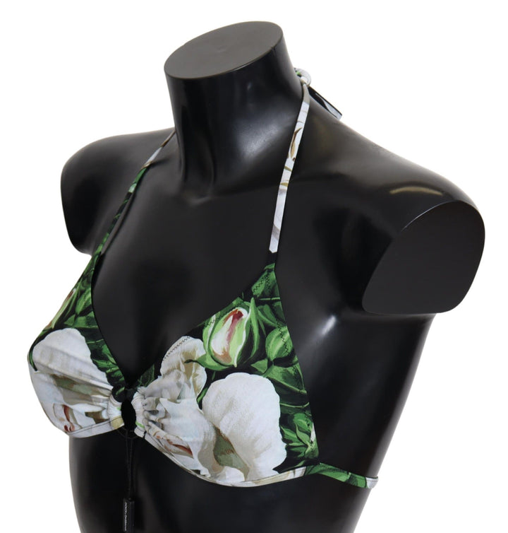 Dolce &amp; Gabbana – Bikinioberteil mit Blumendruck und Logoverschluss